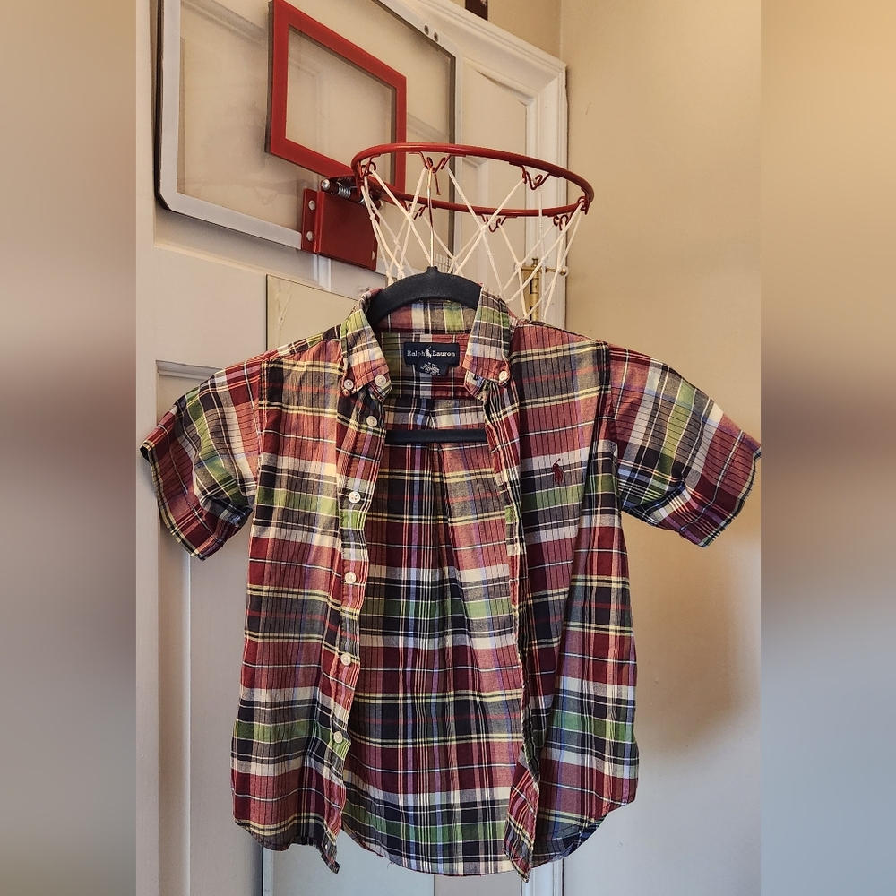 BOYS RALPH LAUREN short sleeve "plaid" button up size 4